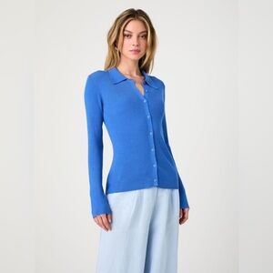French Connection Nadina Collared Knit Cardigan in Ultramarine sz S
